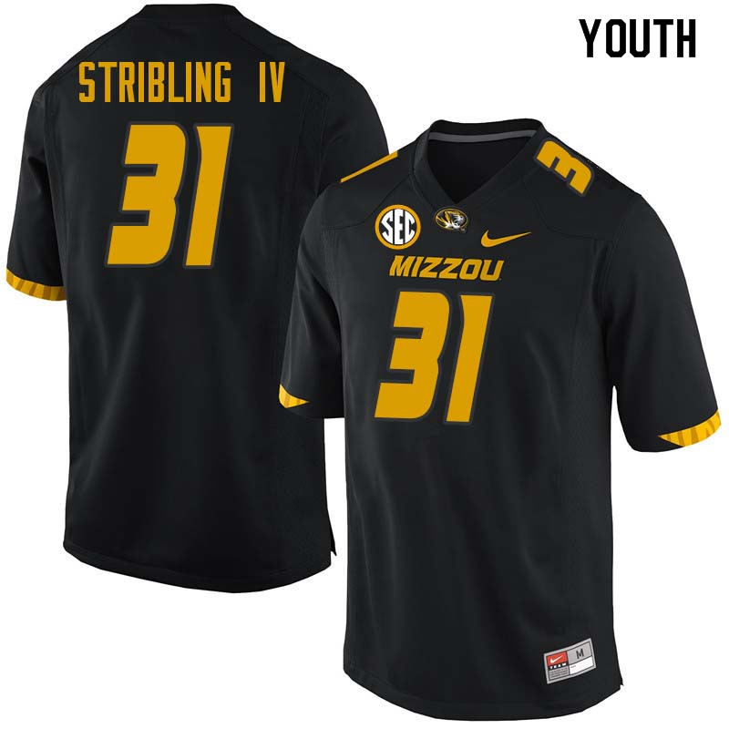 Youth #31 Finis Stribling IV Missouri Tigers College Football Jerseys Sale-Black